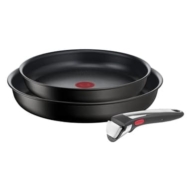 Tefal Ingenio Unlimited On Lot de 2 Poêles 22/26 cm + 1 poignée amovible, Induction, Revêtement antiadhésif, Empilable, Compatible lave-vaisselle, Fabriqué en France L3959843