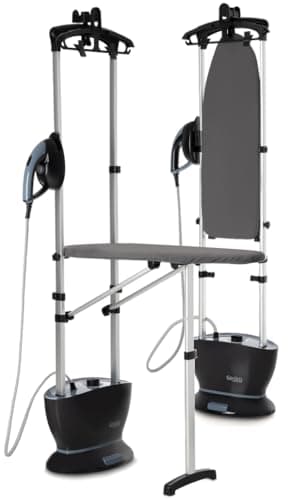 Défroisseur vapeur haute pression 4 bars avec table amovible 2400 watts, débit vapeur continu ou piloté et fer réglable en température, marque française
