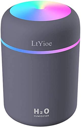 LtYioe Humidificateur d'air, Mini Humidificateur Ultrasonique avec 2 Mode Brume Réglable, Arrêt Automatique et Veilleuse Colorée, USB Humidificateur Portable pour Auto Maison Bureau Chambre(Bleu)