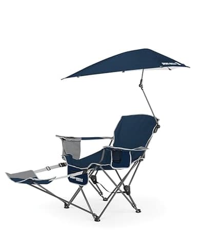 Sport-Brella Chaise Pliante Fauteuil inclinable Fauteuil de Relaxation à 3 Positions avec Parapluie Amovible, Bleu Nuit
