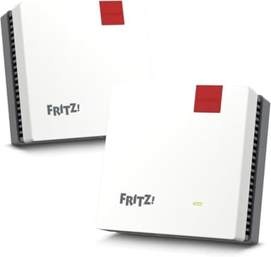 FRITZ! Mesh Set 1700 Lot de 2 | Wi-Fi rapide jusqu'à 3 600 Mbit/s | Couverture WLAN 3 à 5 pièces | Idéal pour les routeurs Internet ou les modems à fibre optique (ONT) | Configuration simple |