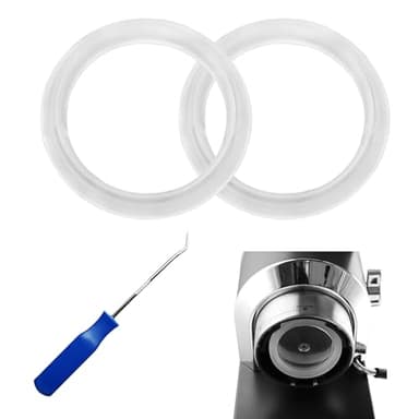 Lot de 2 joints en silicone compatibles avec Delonghi Gasket Seal Part EC680/EC685/EC695/EC820/EC850/EC860 - Diamètre : 47 mm - Porte-filtre - Pièces de rechange - Avec anneau d'étanchéité à lèvre