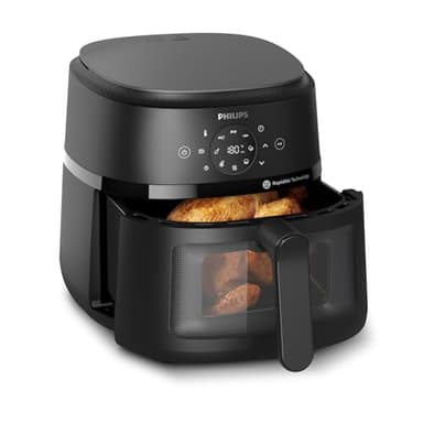 Philips Air Fryer Série 2000-6.2L, 13 façons de cuisiner, technologie RapidAir, jusqu'à 90% de matières grasses en moins, fenêtre de cuisson, cuve de 6,2L, écran tactile, noir (NA230/00)