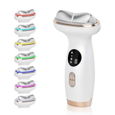 Appareil Massage Visage, Gua Sha Visage Électrique, Appareil de Beauté Anti Rides avec Chaud Froid et Vibrations, Appareil de Lifting Visage Cou 7 Couleurs 7 Modes, pour Soins Peau et Levage