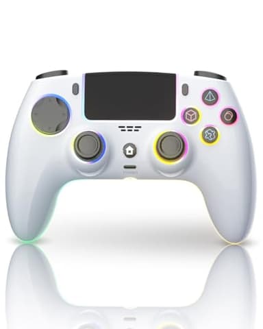 ThinTree Manette sans fil compatible avec PS-5/Pro/Slim/PC, bâtons à effet Hall et 7 modes LED RVB et retour haptique, batterie 1500 mAh et détection de mouvement, prise audio 3,5 mm