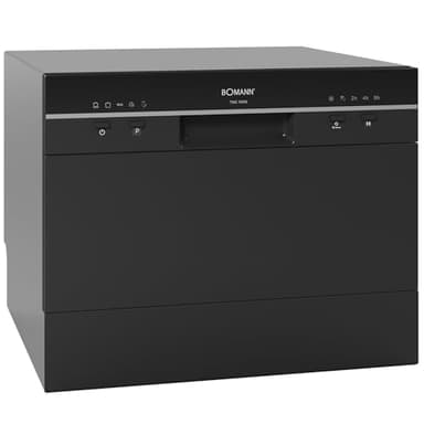 Bomann, Lave-Vaisselle Compact TSG7405-Noir, 6 Niveaux de Réglage, 5 Programmes, Design Élégant, Voyants LED, Ouverture Automatique de Porte, 47 dB, 220-240 V, Idéal pour Petites Cuisines, 20 kg