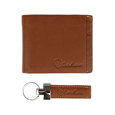 Conte Massimo, Coffret Cadeau Homme Portefeuille en Cuir Véritable (avec Porte-Monnaie) et Porte-clés, Protection Anti-RFID