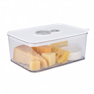 Boite fromage frigo 1650 ml avec couvercle hermetique et bouton de reglage du temps Boite a fromage pour frigo empilable utilisable aussi comme plateau fromage frigo pratique et facile a nettoyer