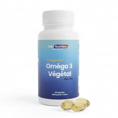 Oméga 3 Végétal Vegan OmegaVie® – Huile d’Algue Riche en DHA & EPA Origine France (Bretagne) – Breveté Qualitysilver® – TotOx = 4 – 60 Capsules Sans Carraghénanes – Fabriqué en France – Orin Nutrition