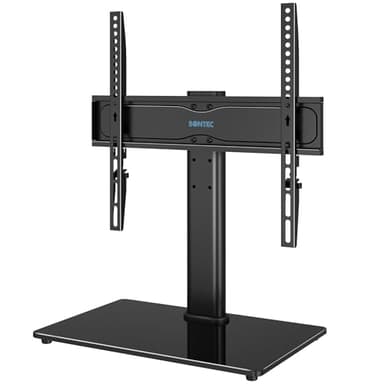BONTEC Support TV sur Pied de 24 à 60 Pouces LCD/LED/Plasma Jusqu’à 45 kg, Pied TV Universel Hauteur Réglable avec Base en Verre Trempé de 8 mm, Max VESA 400x400 mm