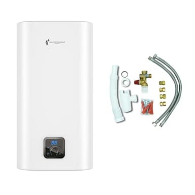 Sannover Chauffe-Eau Electrique Plat Mural Multipositions Kimoro 100 Litres + Kit d'Installation Complet NF