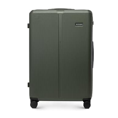 WITTCHEN Stripes Line Valise Grande Taille 76,5 × 50 × 29 cm (XL) | 96 l, Coque Rigide ABS, 4 roulettes 360° | Serrure à Code, poignée télescopique, Bagage soute Air France/easyjet - Couleur: Kaki