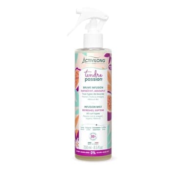 ACTIVILONG - Brume Infusion Tendre Passion - Cheveux Ondulés, Bouclés, Frisés et Crépus - Sans Silicône - Sans Alcool Ajouté - 99% d'ingrédients d'origine naturelle - Made in France - 250 ml
