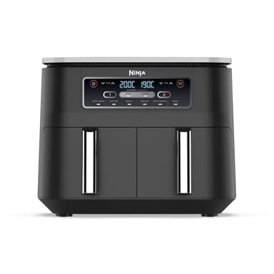 NINJA Foodi DualZone Air Fryer 2 Compartiments, 2 Zones de Cuisson Indépendentes, Capacité 7,6L, Air Fyer 6-en-1, Max 240°C, Pièces Antiadhésives Amovibles lavables au lave-vaisselle, Noir AF300EU