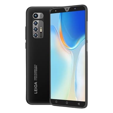 QrZrQ Smartphones Bon marché, 5,0 Pouces, Double Carte Double Caméra, Quad Core, ROM 16GB 【Extensible à 128GB】, Support GPS/WiFi/Bluetooth/FM, Téléphone déverrouillé par Le visag (N10Plus-Black)