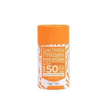 LES PETITS PRODIGES Stick Solaire Visage SPF 50 Ski - Bebe, enfant, famille - Très Haute Protection UVA,UVB - Hydratant & Apaisant -Tube en carton recyclable, Éco-conçu, Vegan, Fabriqué en France -15g