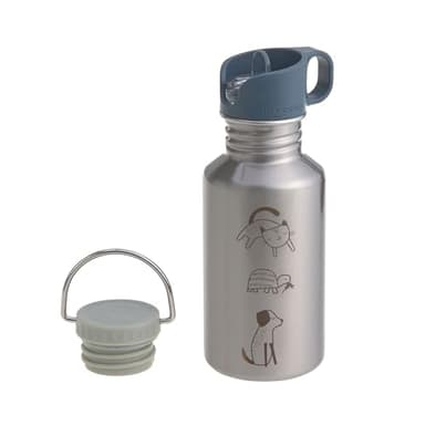 LÄSSIG Gourde en acier inoxydable sans BPA 500ml Enfants Crèche Jardin d'enfants anti-fuite avec bouchon Sport Drinking/Bottle Stainless Steel Happy prints animal