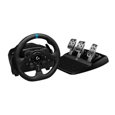 Logitech G G923 volant de course et pédales, TRUEFORCE jusqu'à 1000 Hz, commande de démarrage à double embrayage, housse de volant véritable, PS5/PS4/PC/Mac, EU Plug - Noir