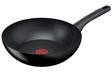 Tefal Hard Titanium On G28819 Poêle wok avec revêtement anti-adhésif et signal thermique à température de cuisson idéale pour tous les types de plaques de cuisson Aluminium Noir 28 cm