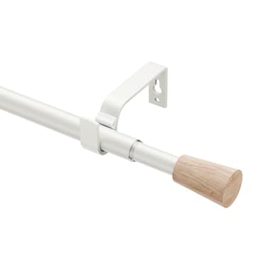 Tringle à rideaux extensible blanche 76-208 cm, diamètre 16/19 mm avec kit de ferrures, pour rideaux à œillets, embout design unique, décoration salon, chambre à coucher, épissée réglable