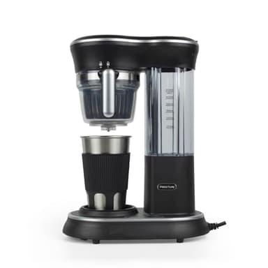 PRIXTON Machine à café avec Broyeur Capri, Cafetière à Grain et à Café Moulu avec Système Goutte à Goutte, Tasse en Acier Inoxydable, Puissance 600 Watt