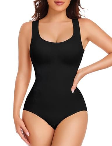 Niwicee Body Gainant Femme Ventre Plat Body Sculptant Gaine Amincissante Invisible Shapewear Bodysuit Corset Combinaison Minceur Débardeur Tops Body Shaper avec Soutien-Gorge (Noir, XL)