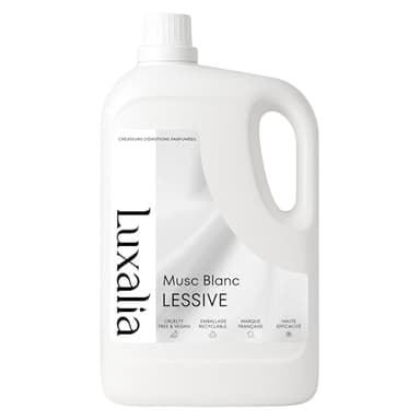 Lessive Musc Blanc Luxalia - Sans Conservateurs Controversés - Détache & Nettoie - Efficace à Froid & en Cycle Court - Parfumée - 5 Litres 200 Lavages - LUXALIA