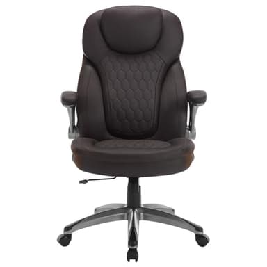 WOLTU Chaise de Bureau Ergonomique, Fauteuil de Direction avec Fonction de Basculement et Reversible Armrest, Convient aux Bureaux et aux Salles de Réunion, Lecture en Similicuir, Brun