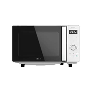 Cecotec Micro-ondes GrandHeat 2300 Flatbed Touch Noir. Sans plateau, Capacité 23 L. Puissance 800 W. 8 fonctions préconfigurées, Minuterie jusqu'à 95 min. Verrou de sécurité pour enfant (25 L, Blanc)
