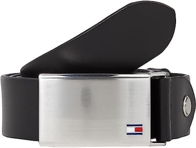 Tommy Hilfiger Ceinture Homme TH Plaque Belt 3.5 Adj Ceinture Cuir, Noir (Black), 95