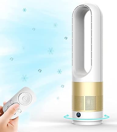 Chauffage d'appoint, ventilateur sans pales, ventilateur tour sans pales pour la maison, 40 W, ventilation naturelle, oscillation à 80°, télécommande, 8 vitesses, minuterie 12 h, affichage L