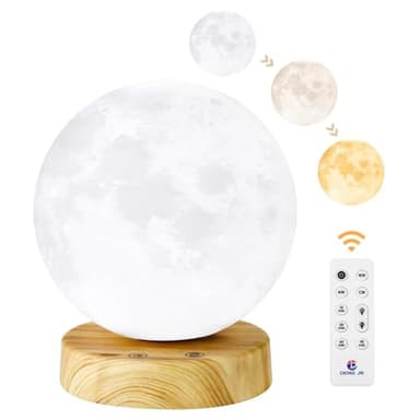 Deng Jr Moon lampe de luminothérapie 10.000 Lux, simulation de la lumière du jour, lampe à lumière du jour avec télécommande, 3 températures de couleur, et technologie LED sans scintillement ni UV