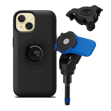 Quad Lock Support Téléphone à Tige Filetée de Moto avec Amortisseur de Vibrations et Coque MAG pour iPhone 15