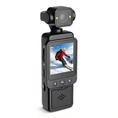 Caméra Vlog 1080p avec Objectif Rotatif à 270°, Cam avec Stabilisation Numérique et écran 1,53 Pouces, Caméscope Multi-Supports pour Vidéos en Extérieur