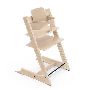 Chaise haute Stokke Tripp Trapp, Natural - Comprend la chaise + le Baby Set 2 pour les enfants de 6 à 36 mois - Ajustable, ergonomique et facile à nettoyer