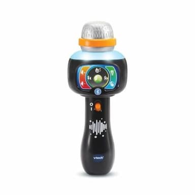 VTech - Super Micro Magic'Fun Noir, Microphone Karaoké Enfant sans Fil, Micro Bluetooth Lumineux Qui Modifie la Voix et Change de Couleur, Jouet Musical, Cadeau Enfant Dès 2 Ans - Contenu en Français