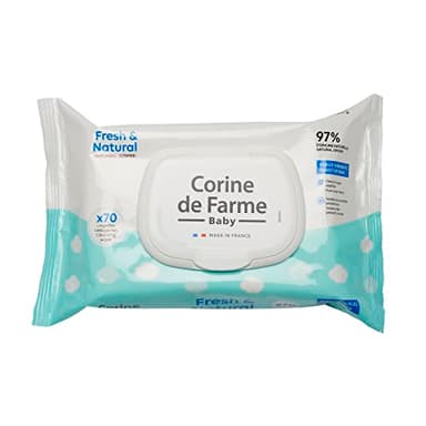 Corine de Farme - Lingettes Bébé Nettoyantes - Change Fresh & Natural x70, Produit avec Fibre d'Origine Végétale, 97% d'Origine Naturelle, Capot Refermable