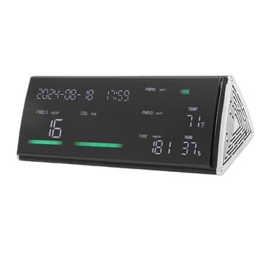 Yechiry Moniteur de qualité de L'air Intérieur, Détecteur de CO2 Portable pour PM2,5 PM10 TVOC, Température et humidité, avec Capteur Infrarouge NDIR et Batterie 5000 MAh (BLACK)