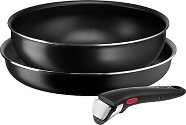 Tefal Lot de 3 casseroles et poêles à frire L16390 pour feu à gaz, sans substances toxiques telles que le PFOA, Ingenio Neo Family Set 3, anti-adhésif, longue durée de vie, noir