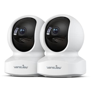 wansview 2k Camera Surveillance WiFi Interieur - 3MP Caméras de Surveillance, Suivi Intelligent 360°, Détection Humaine IA, Compatible avec Alexa pour Bébé/Chat/Chien/Maison (Lot de 2)