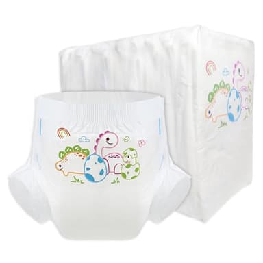 CutiePlusU Lot de 10 couches jetables pour adultes - Surface sèche - Absorption maximale pendant la nuit – Baby Dinosaur White(M 71-96CM)