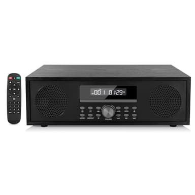 Chaîne HiFi Stéréo CD, Micro Chaîne Hi-FI Bluetooth Radio FM, Entrée Auxiliaire 3.5mm, Lecture USB, Prise Casque Arrière, Mini Chaîne Hi-FI 2x20W, Systèmes Stéréo, Lecteur CD MP3 avec Sortie Audio