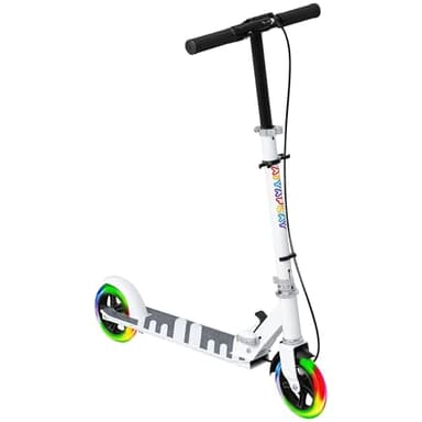 AIYAPLAY Trottinette Enfants 3 à 8 Ans, Trottinette Pliable à 2 Roues LED Roues Lumineuses, 4 réglages en Hauteur, Plateau antidérapant, Frein Double, Scooter patinette pour Filles et garçons, Blanc