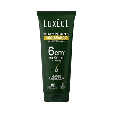LUXÉOL - Shampoing Croissance - Pousse de 6cm en 3 Mois* - Des Cheveux Plus Longs Plus Vite - Cliniquement Prouvé - Formule d'Origine Naturelle - Huile de Ricin, Amla & Ginseng(3) - 200 ml