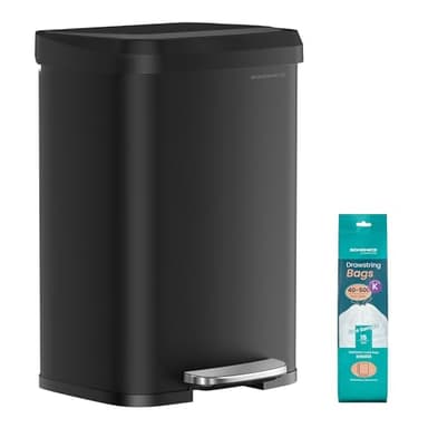 SONGMICS Poubelle de Cuisine, 50L, Poubelle à Pédale en Métal avec Couvercle, Grande et Haute, Noir LTB530B5002