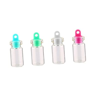 iplusmile 50pièces Bouteille Verre Miniature avec Bouchon Plastique Pot à Souhaits Transparent pour Création de Pendentif ou Décoration