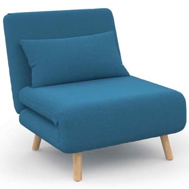 IDMarket - Fauteuil Convertible Romeo lit d'appoint 1 Place 80x190 cm Tissu Bleu Canard