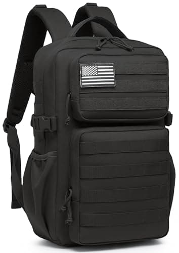 Wotony Sac à dos tactique militaire pour homme - Étanche - Sac d'assaut de 3 jours avec porte-bouteille d'eau (noir, 25 l)
