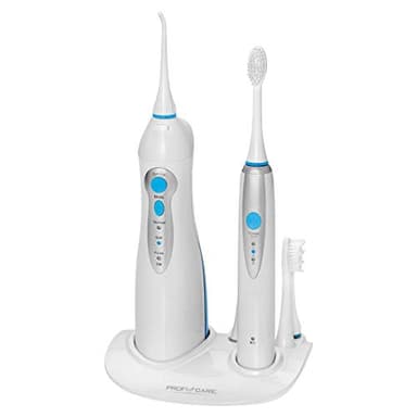 ProfiCare Combiné Brosse à Dents Sonique à Batterie àlectrique (Sans Fil)/Jet Dentaire Fonctionne sur Batterie Lithium Bleu/Blanc