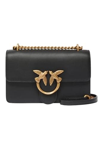 Pinko, LOVE ONE MINI DC VITEAU SOIE Femme, Noir, Taille unique, Z99q_noir-antique Gold, Taille unique